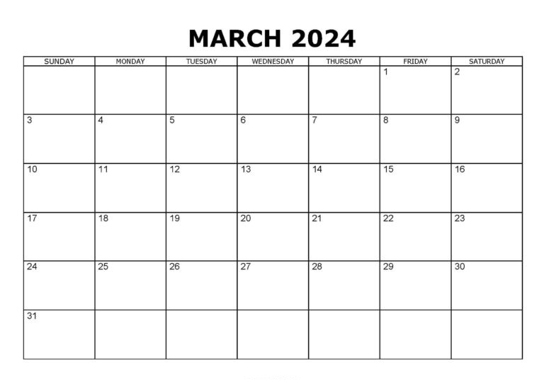 March 2024 free printable calendars