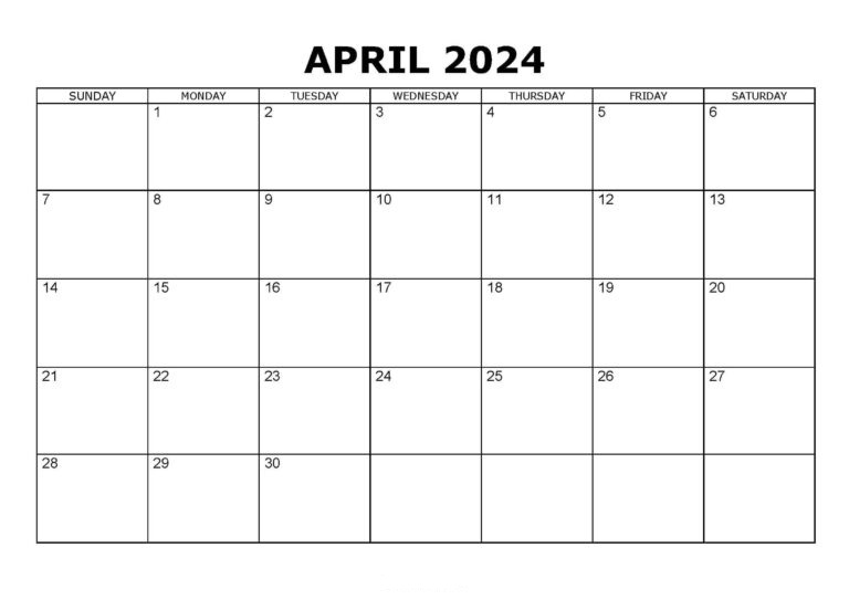 printable calendars for April 2024