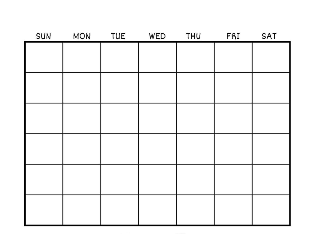 Sunday Start Blank Calendar (6 Rows)
