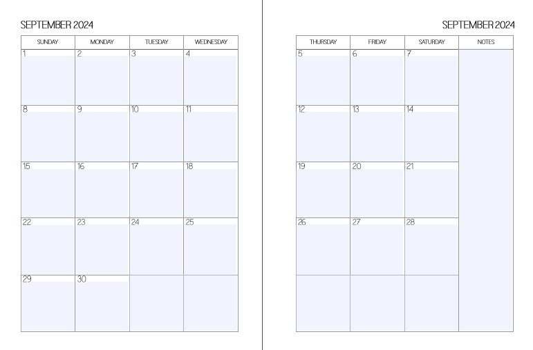 2 Page Calendar September 2024