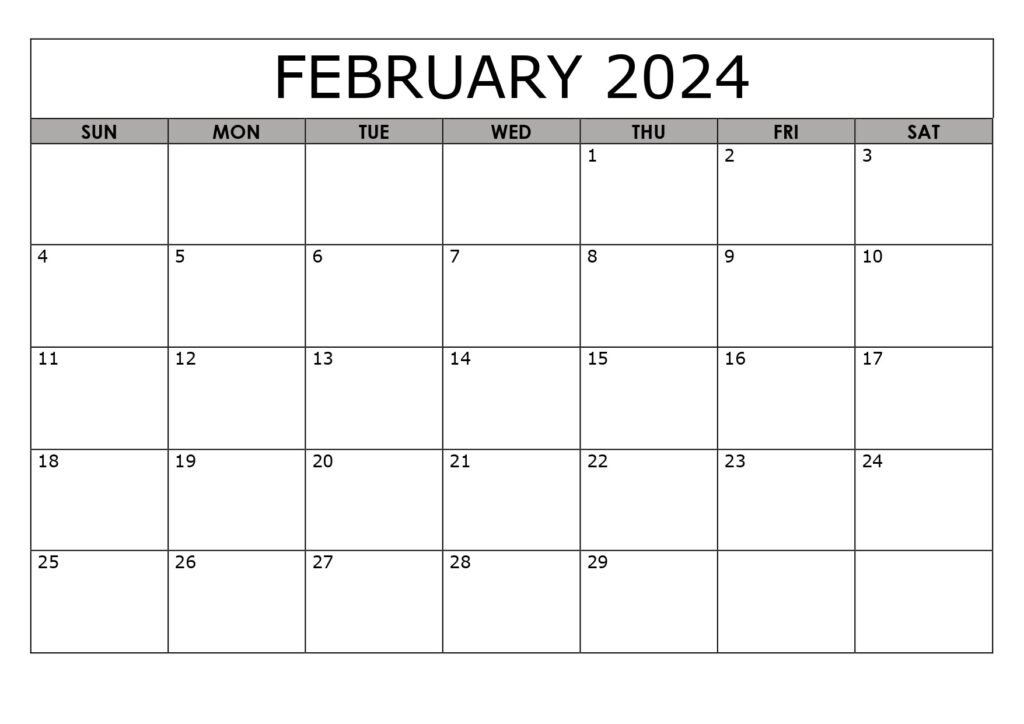 2024 Blank February Calendar