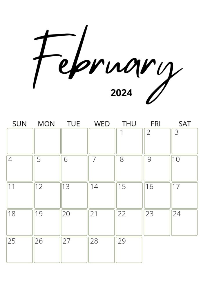 2024 Elegant February calendar