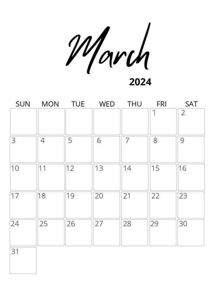 Elegant March 2024 calendar