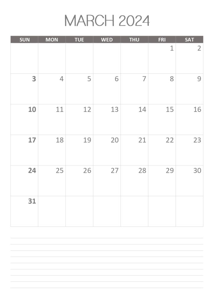 March 2024 planner calendar