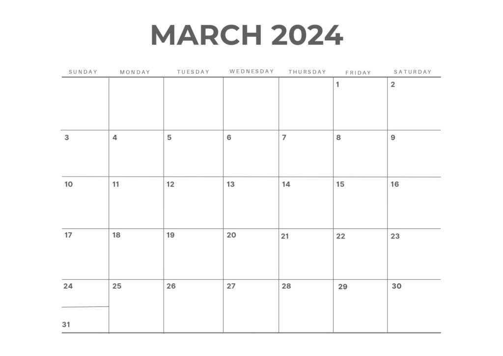 Aesthetic March 2024 calendar