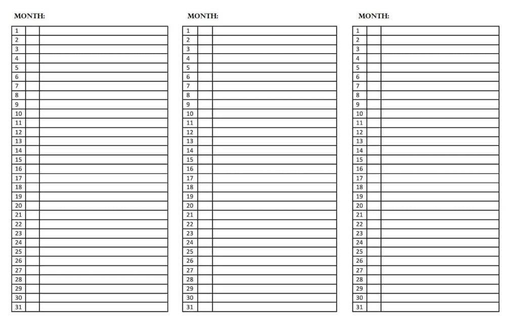 3-Month Planner Template List Format