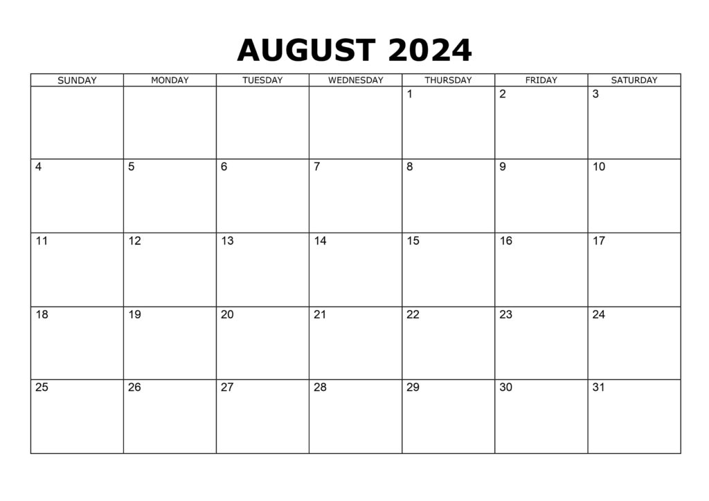 August Basic Calendar