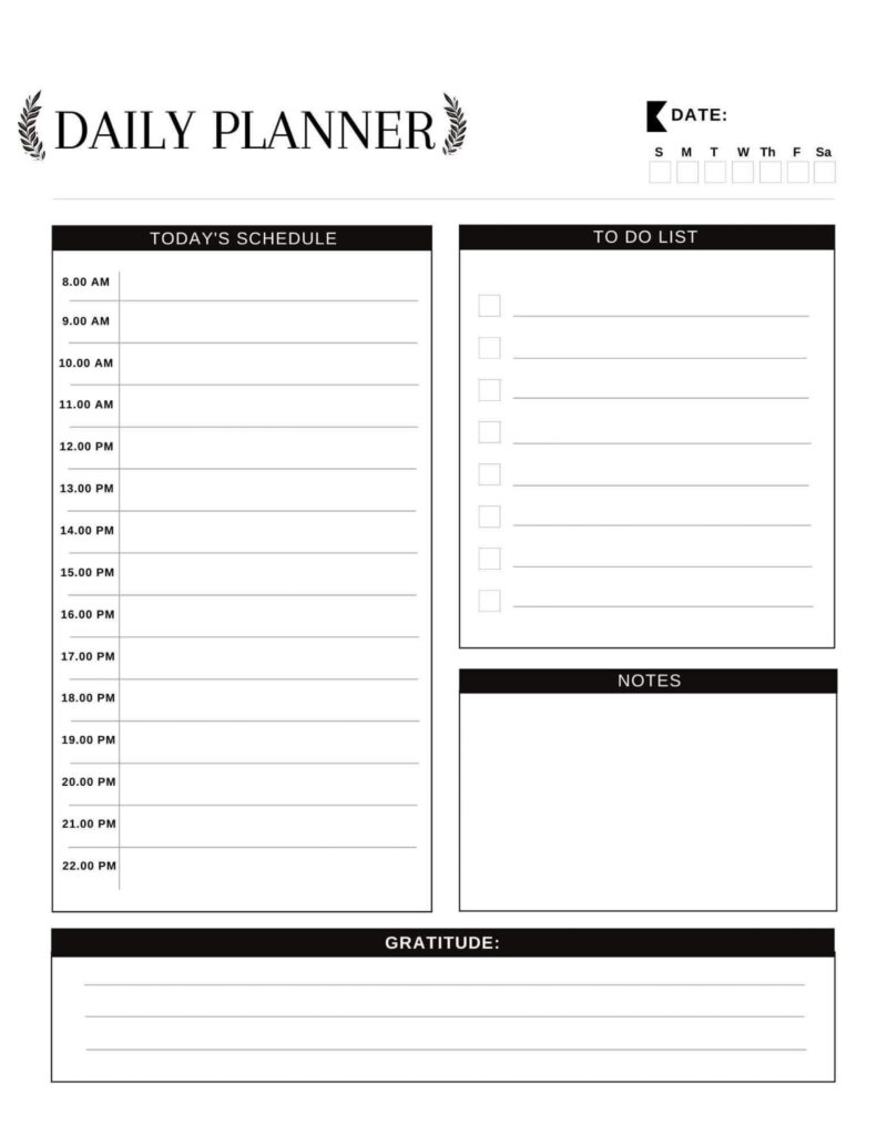 Day planner template