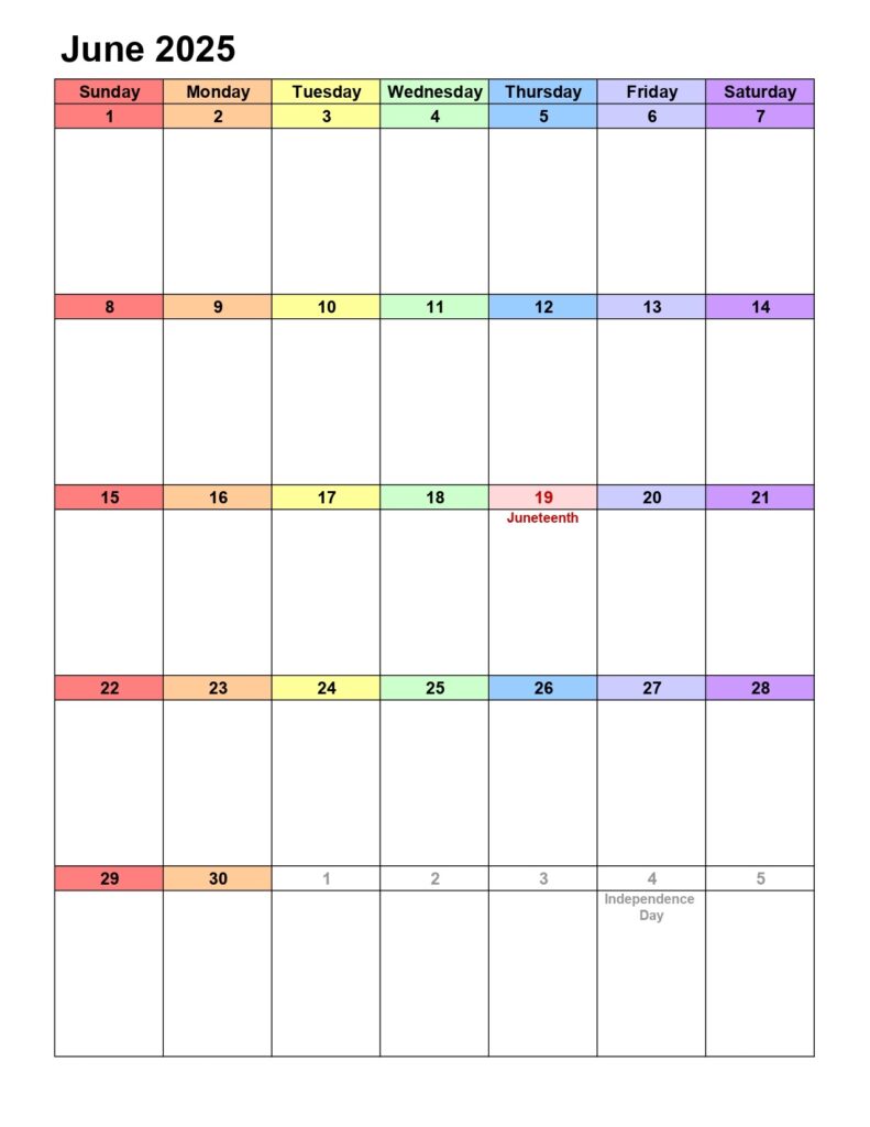 June 2025 calendar portrait - Get Free Printable Calendar