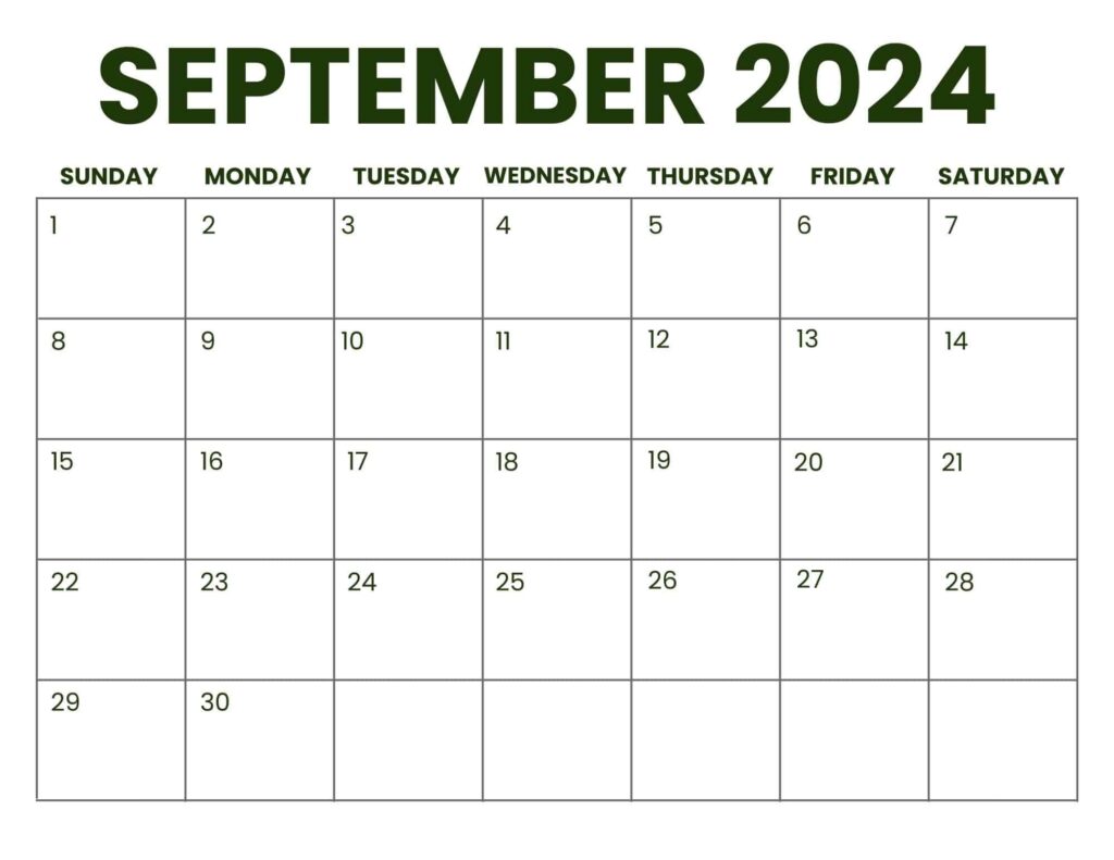 September 2024 Calendar Printable Business Landscape