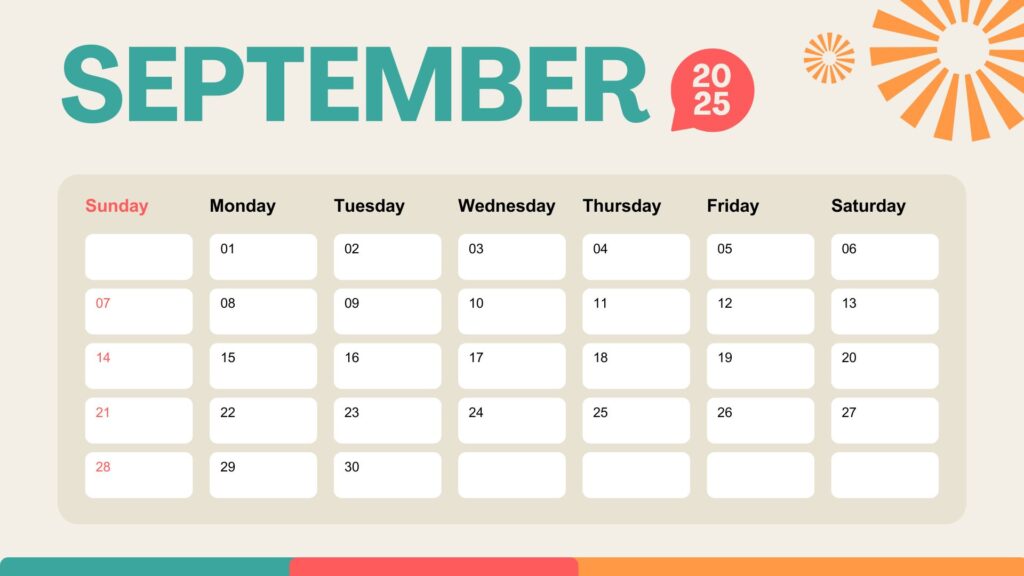 Green Red Bold Illustrative September2025 Calendar