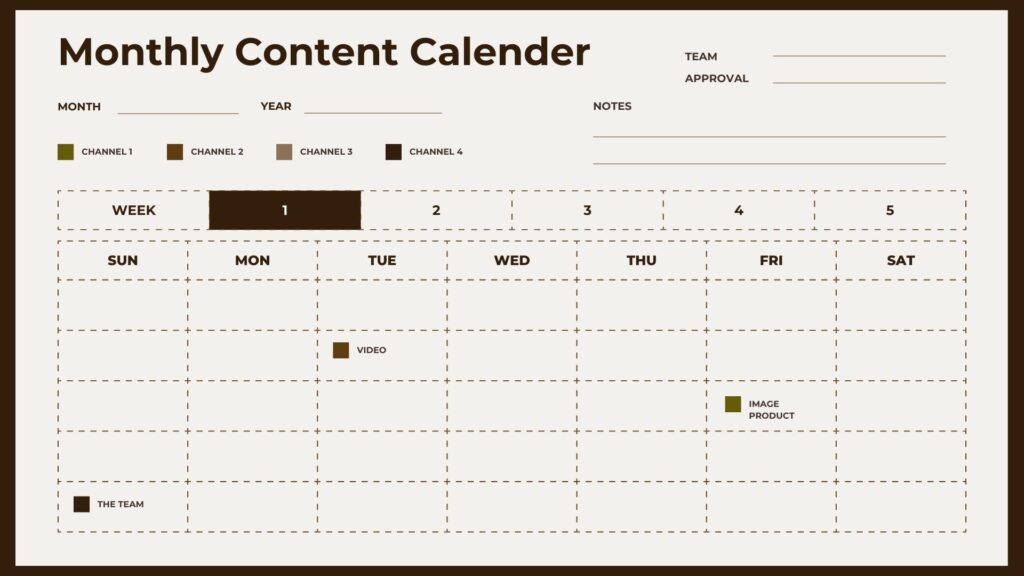 Beige Minimalist Social Media Marketing Monthly Content Calendar