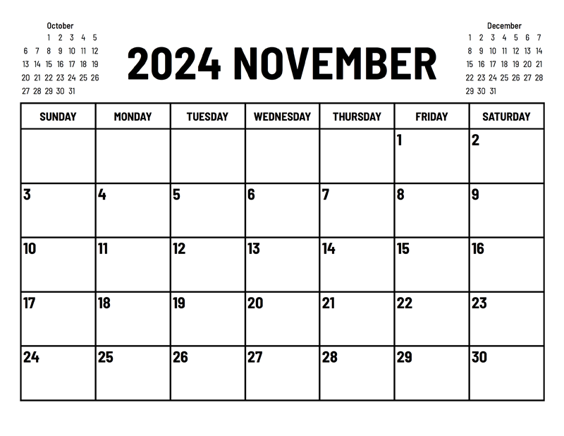 2024 November Calendar - Get Free Printable Calendar