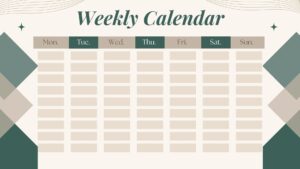 Green Modern Weekly Calendar